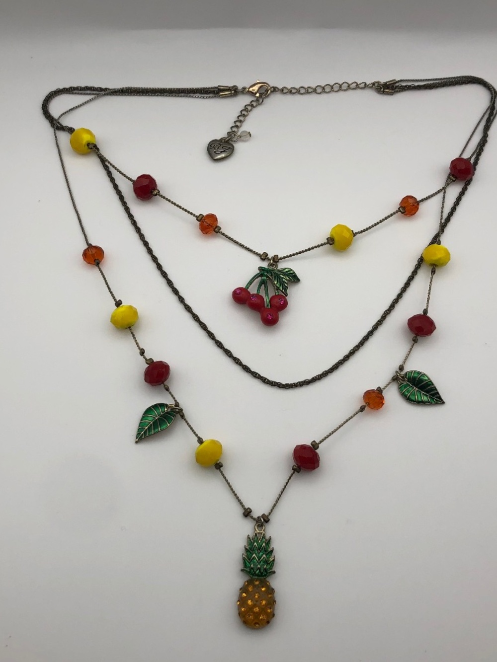 Betsey Johnson Rio Fruit Pineapple Cherry Multi Strand Necklace